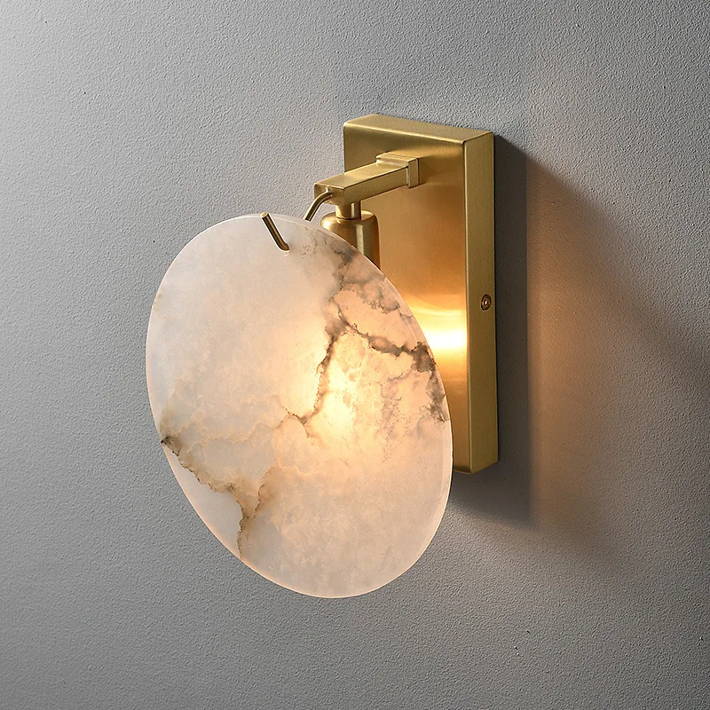 Natural Marble Wall Lamp Living Room Background Wall Bedroom Bedside Stairwell Corridor All Copper Wall Light Indoor Room Decor