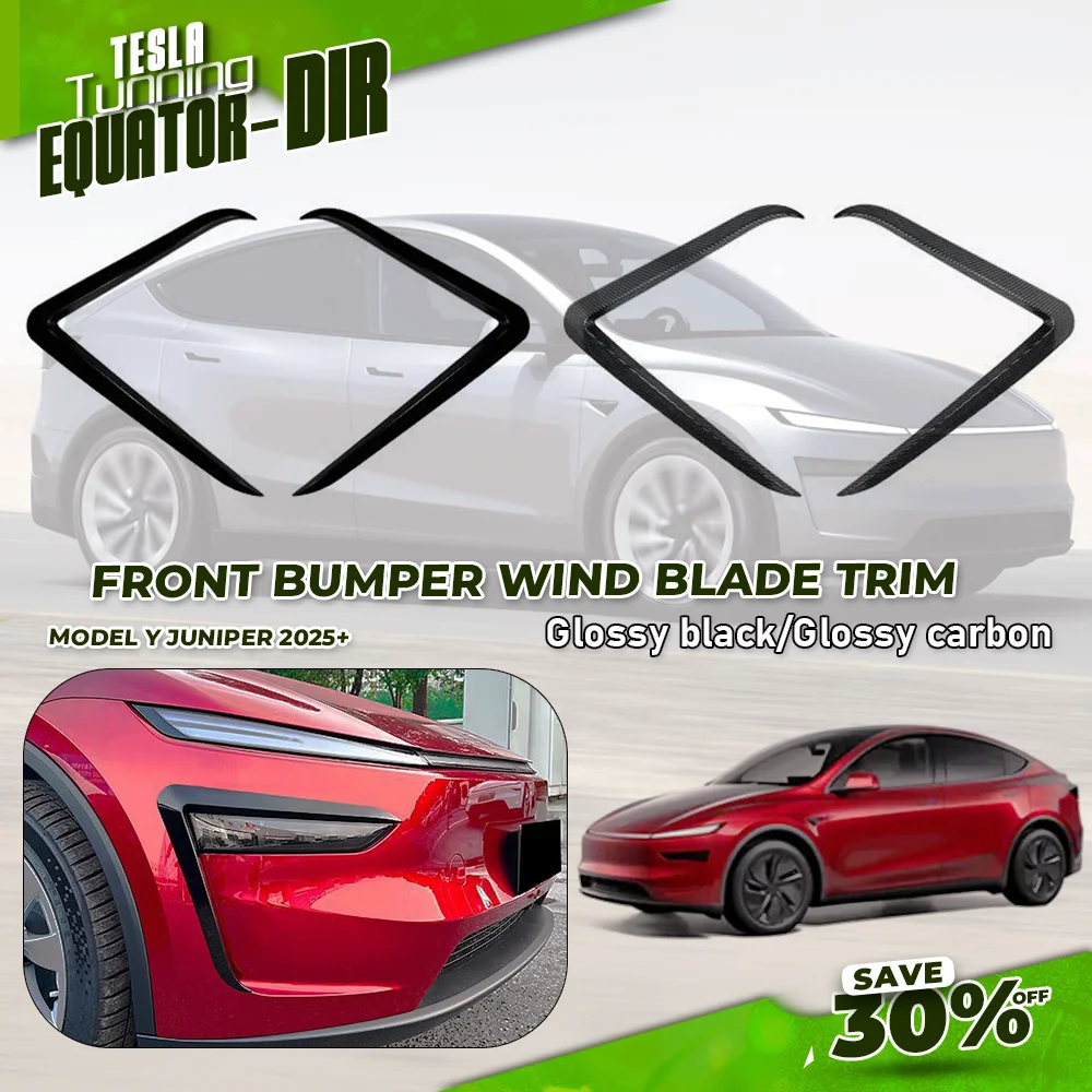 

Автомобильный передний бампер с ветрозащитой для Tesla Model Y Juniper 2025+ Противотуманная фара Накладка из АБС-пластика Глянцевый черный комплект кузова из 2 предметов