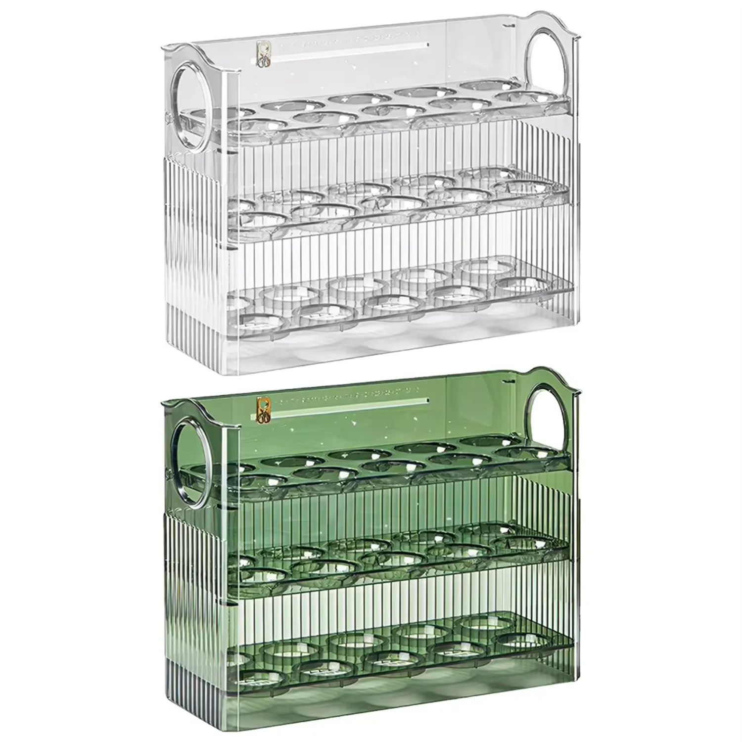 

30 Grids Egg Tray Organizer Egg Box Large Capacity Household Egg Holder with Handle Egg Container Refrigerator