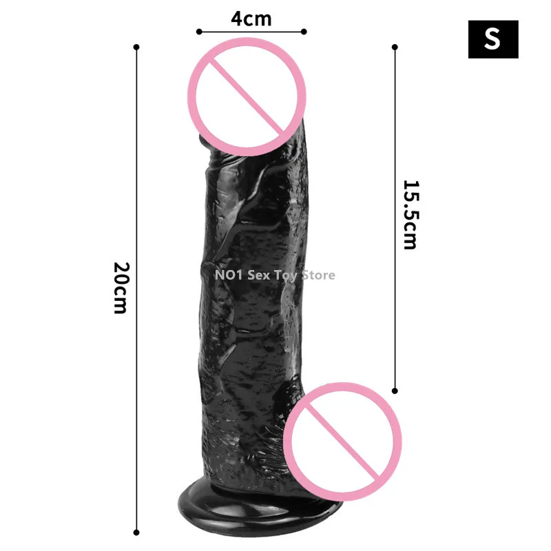 S/M/L Black Soft Silicone Realistic Dildo Super Large Penis Sex Toy For Men Women Powerful Suction Cup Female Masturbator 2#