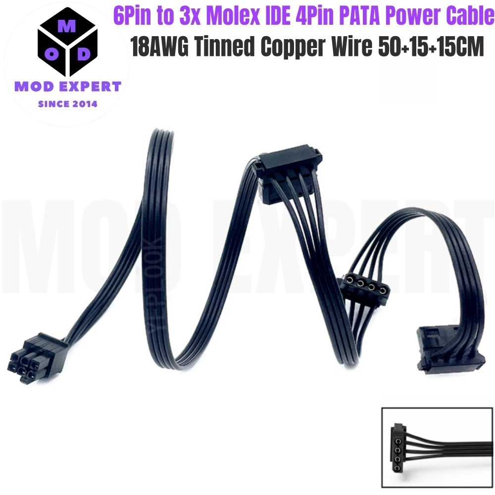 6Pin To 3X Molex Ri…