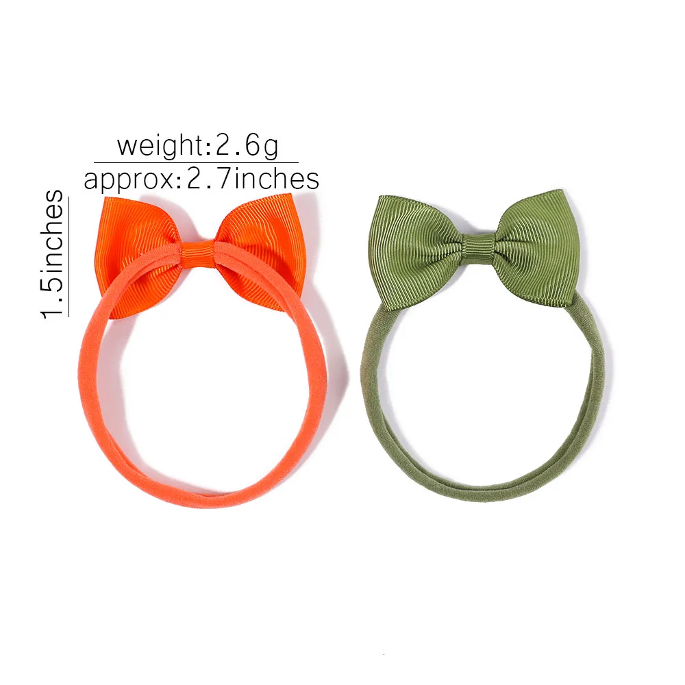 5Pcs/Set New Girls Solid Color Bowknot Elastic Headband for Baby Kids Grograin Ribbon Headwear Infant Hair Accessories Wholesale