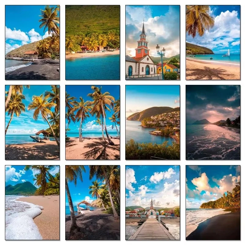 

1000PCS Jigsaw Puzzle Tropical Beach Life Martinique Island Vintage Poster Style For Adults Perfect Gift For Art Lovers