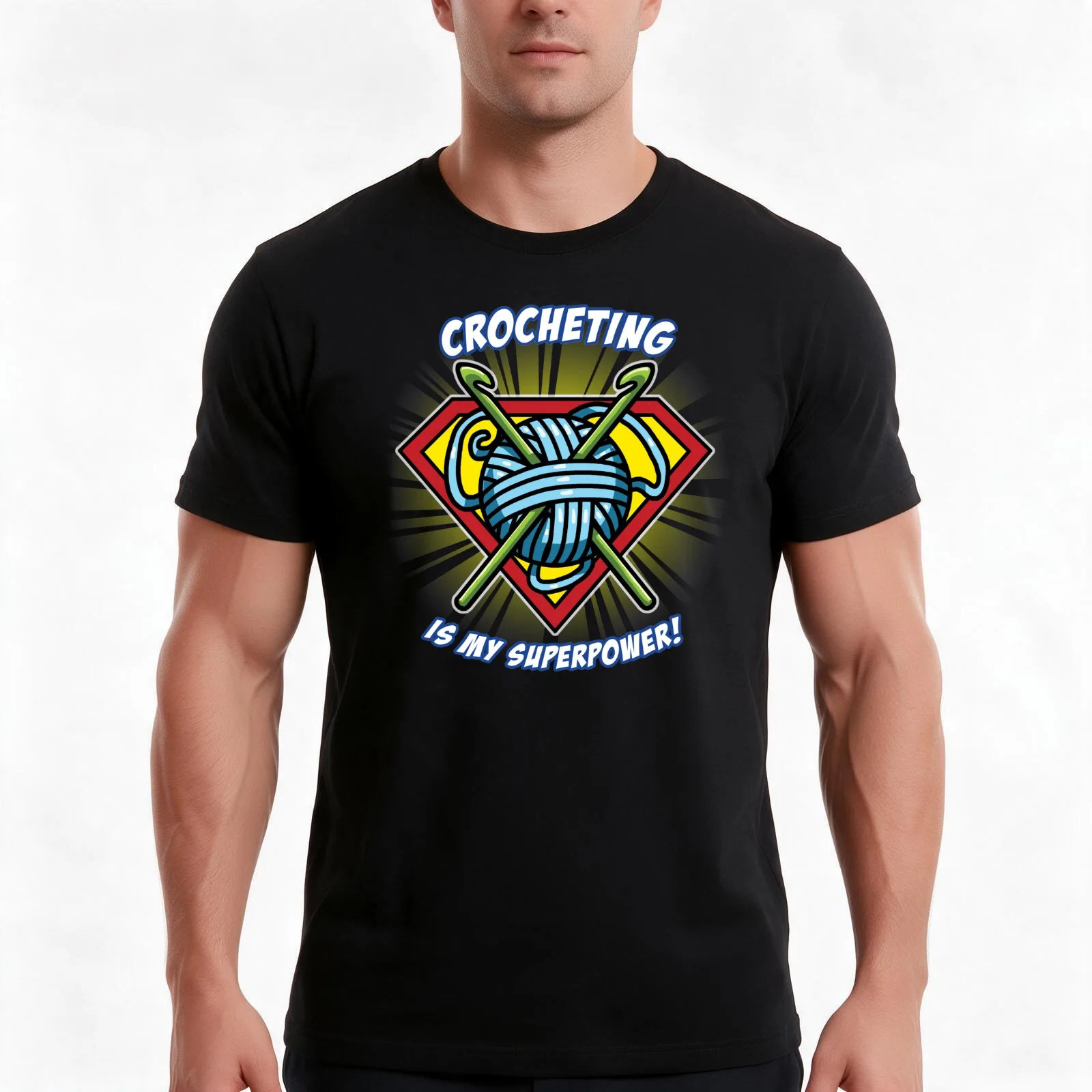 CROCHETING IS MY SUPERPOWER! T-Shirt Summer Casual Cotton Tee Oversized Streetwear Tops Vintage Graphic Print 100% Cotton
