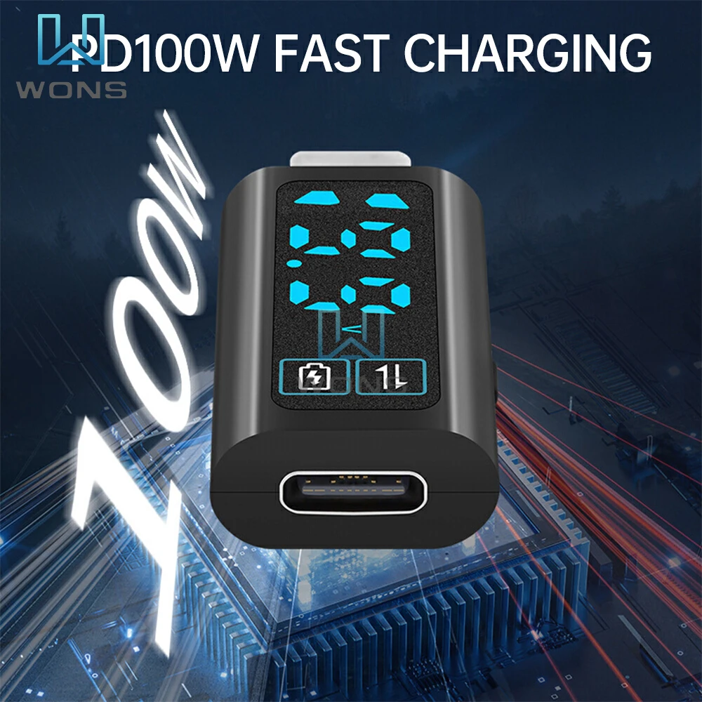 

DC 12V 2A Voltmeter Power Meter PD100W Fast Charging Adapter LED Digital Display USB Type-C Interface Data Transafer