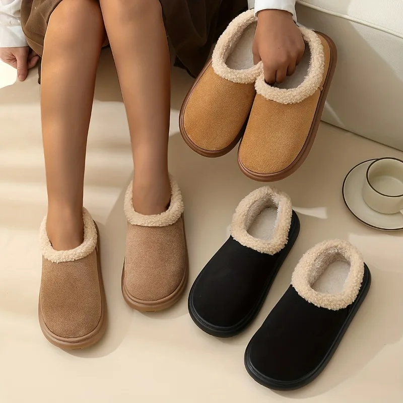 الشتاء أزياء المرأة رقيق سميكة سوليد عارضة أحذية سميكة سوليد داخلي المضادة للانزلاق ودافئة مع بطانة الفراء الأحذية