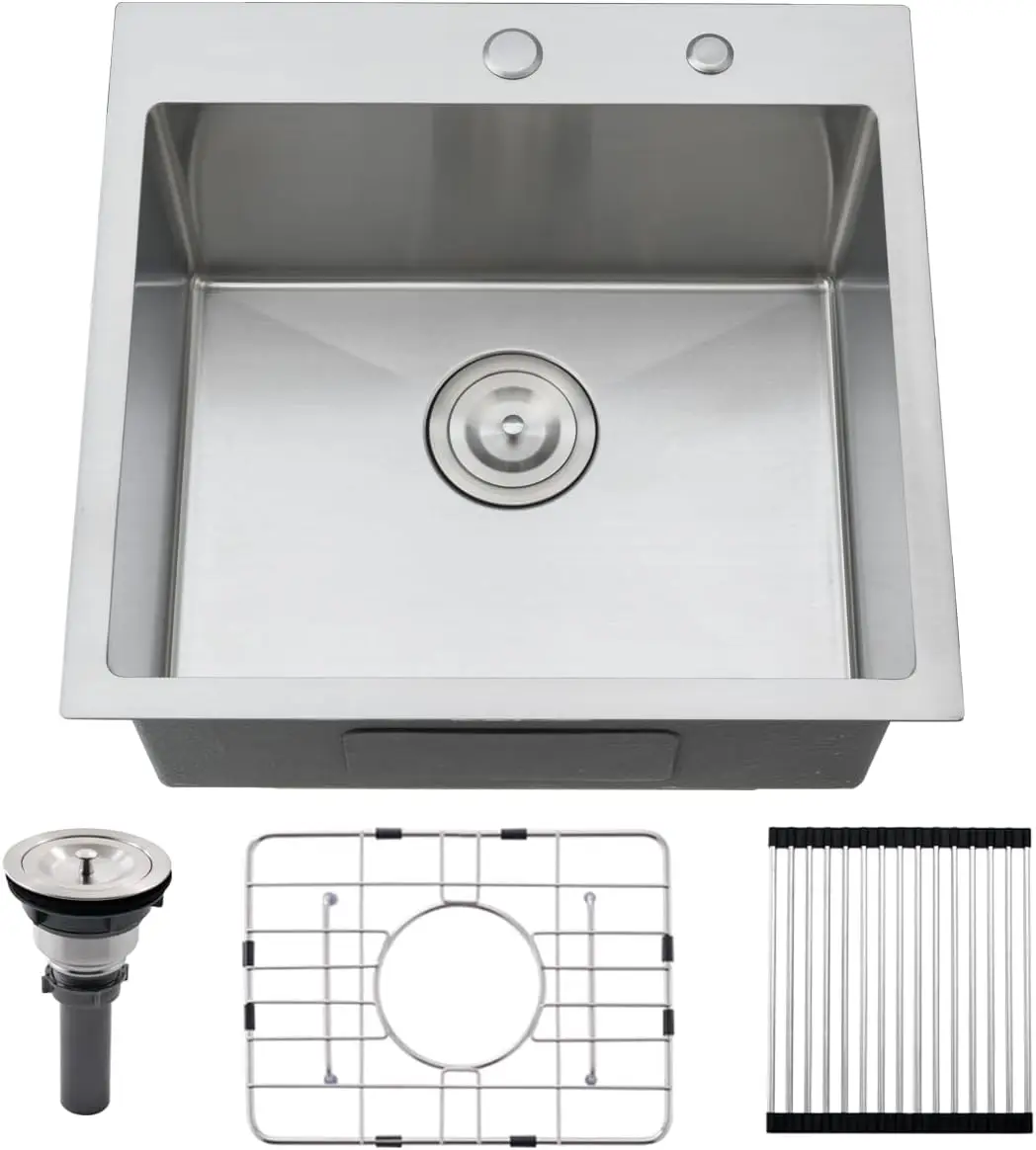 

Встраиваемая мойка для бара 20 дюймов, из нержавеющей стали, с одной чашей и аксессуарами, простая установка