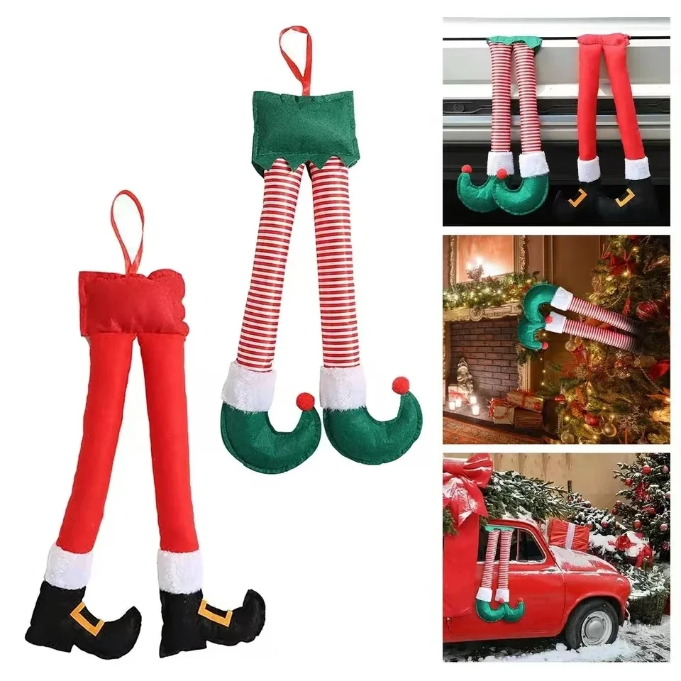 2026 New Year Christmas Elf Santa Legs Car Accessories Christmas Decor for Home Xmas Tree Pendants Ornaments Happy Gifts