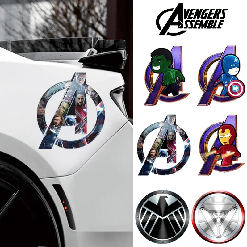 Avengers Car Stickers Iron Man Hulk Captain America Fuel Tank Cap Car Stickers Funny Personalized Cartoon Fuel Tank Cap Sticker