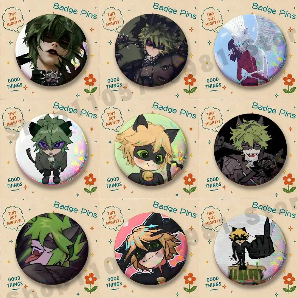C-Claw N-Noir Cartoon Brooches for Bag Decor Jewelry Accessories Gift 25/32/44/58/75mm Round Cartoon Badges