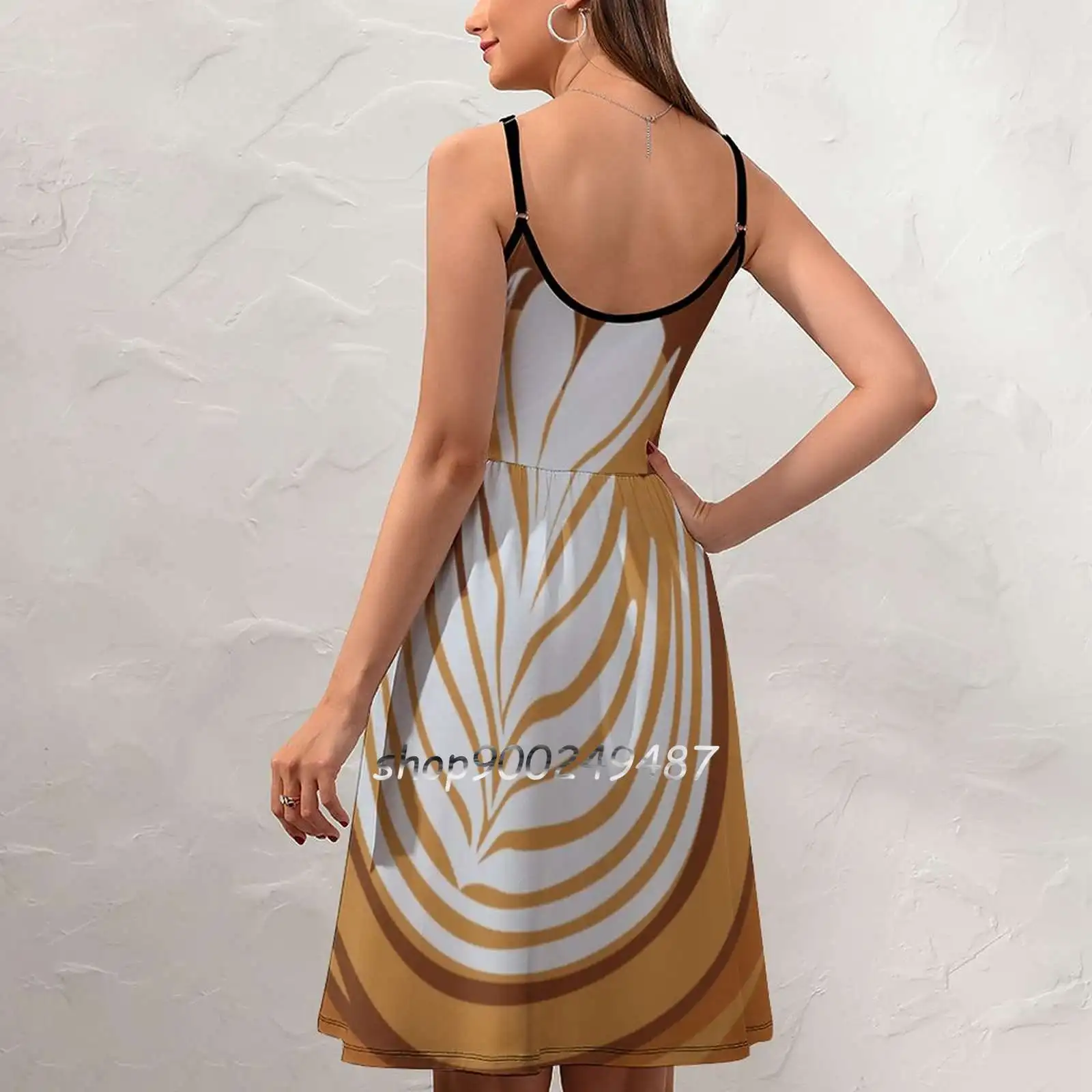 Cup-A-Cappuccino Sling Dress Sexy Dress Female High Waist Dresses For Women Coffee Cappuccino Espresso Coffee Shop Drinks Hot