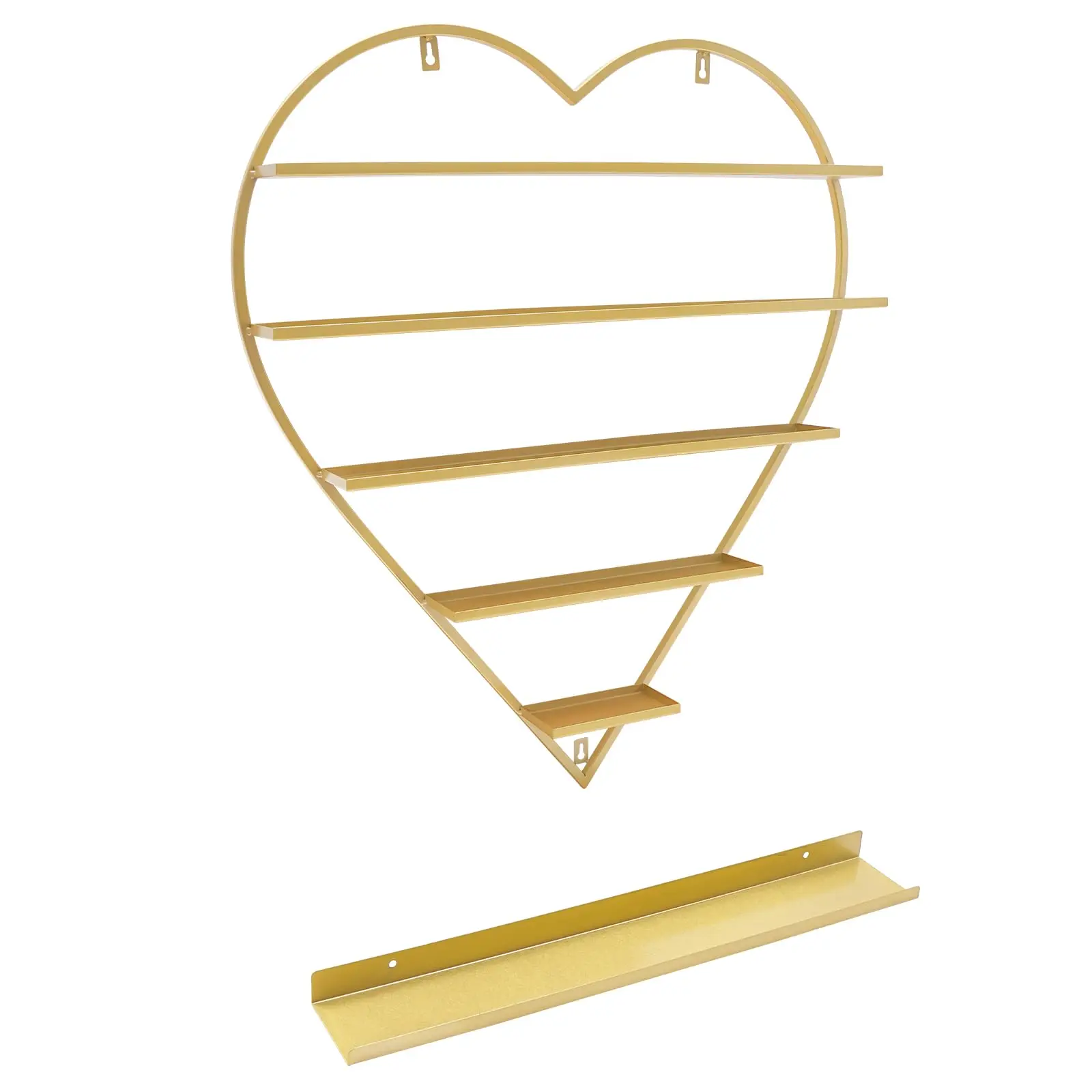 رف أظافر مثبت على الحائط من Daryabrest - علبة عرض معدنية مكونة من 5 طبقات (على شكل قلب) أرفف تخزين مستحضرات التجميل ومتجر سبا منزلي (ذهبي)