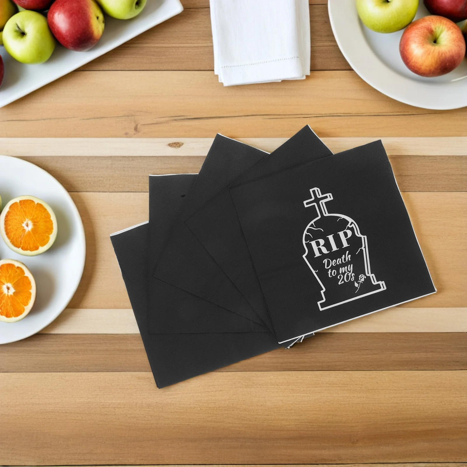 

20pcs Halloween Party Napkins Black Tombstone Design Disposable Guest Towel For Death To My 20S Birthday Bbq Wedding Decorative