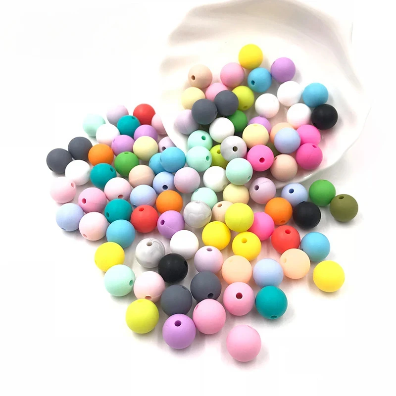 ABCPICK Silicone Beads 12mm Safe Food Grade Care Round DIY Pacifier Chain Bracelet Necklace Jewelry Making Handmade Accessories