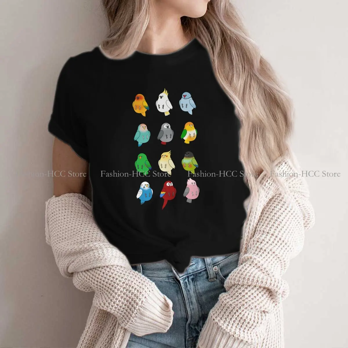 Birds Of A Feather Round Collar TShirt Conure Cockatiel Classic Polyester T Shirt Women Clothes New Design