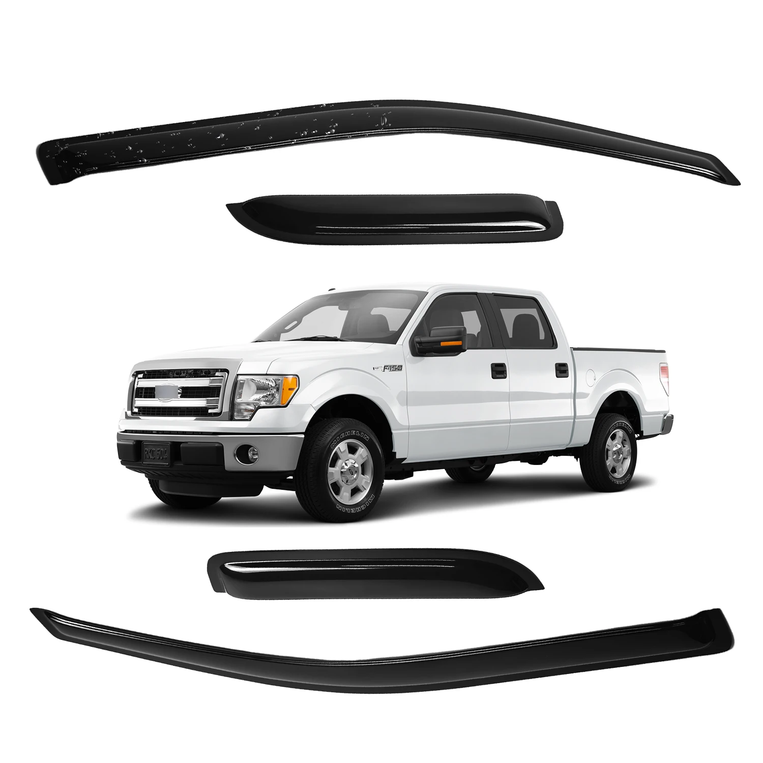 

For 2004-2014 Ford F-150 Super Cab Window Visors Wind Deflectors Sun Rain Guards
