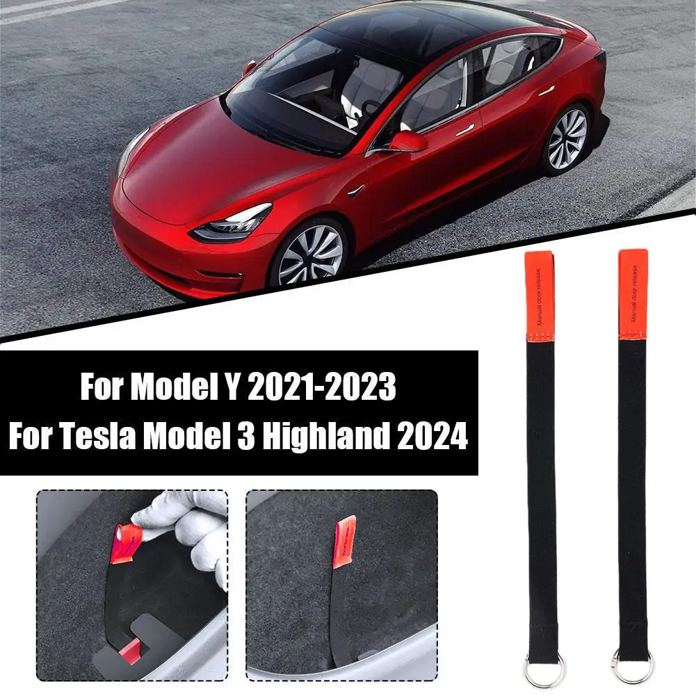 2pc Rear Door Mechanical Switch Extended Manual Door Release Back Door Release Handle Emergency Safety Pull Rope For Model O7N1