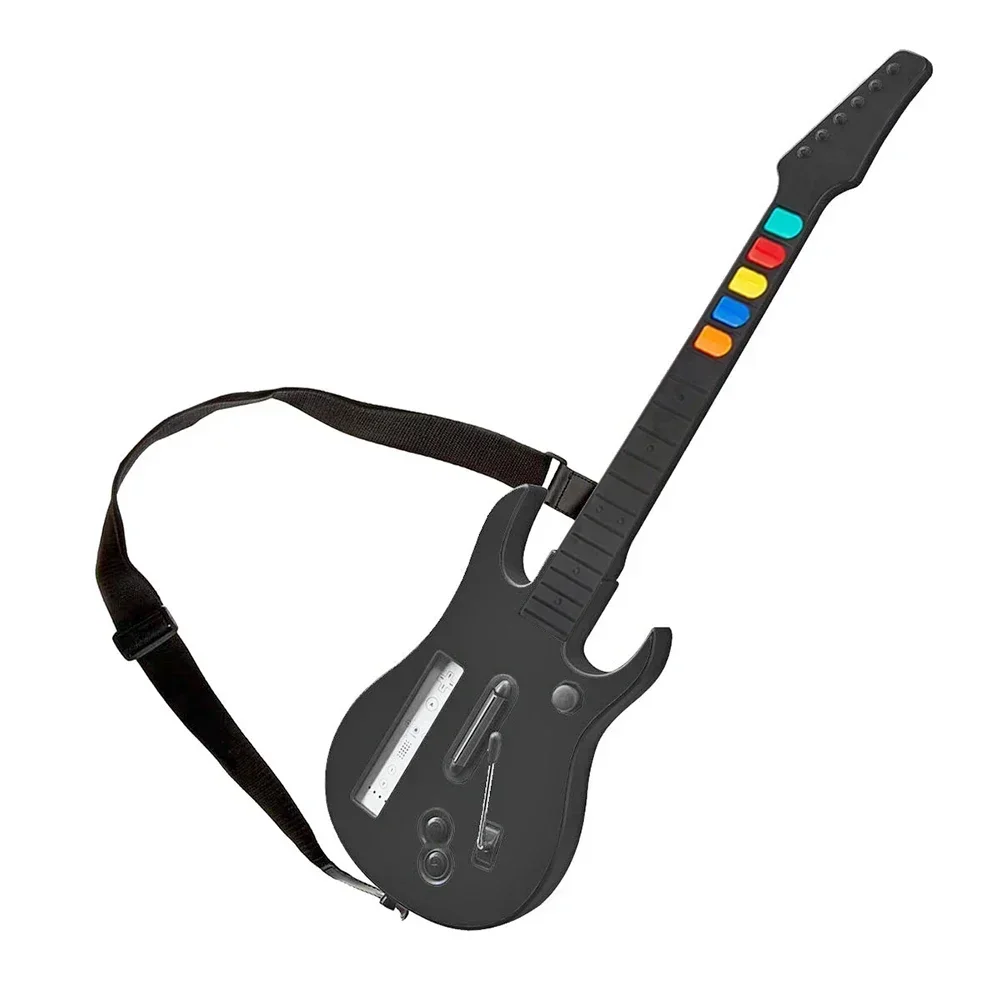 Portable Guitar Shaped Wireless Controller with Strap for Nintendo Wii Guitar Hero Rock Band 3 2 Game Accessories