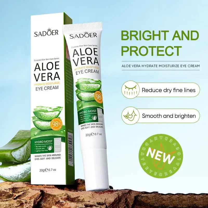 SADOER Aloe Vera Eye Cream Anti Wrinkle Dark Circles Eye Bags Moisturizing Firming Smooth Eye Beauty Skin Care Cosmetics