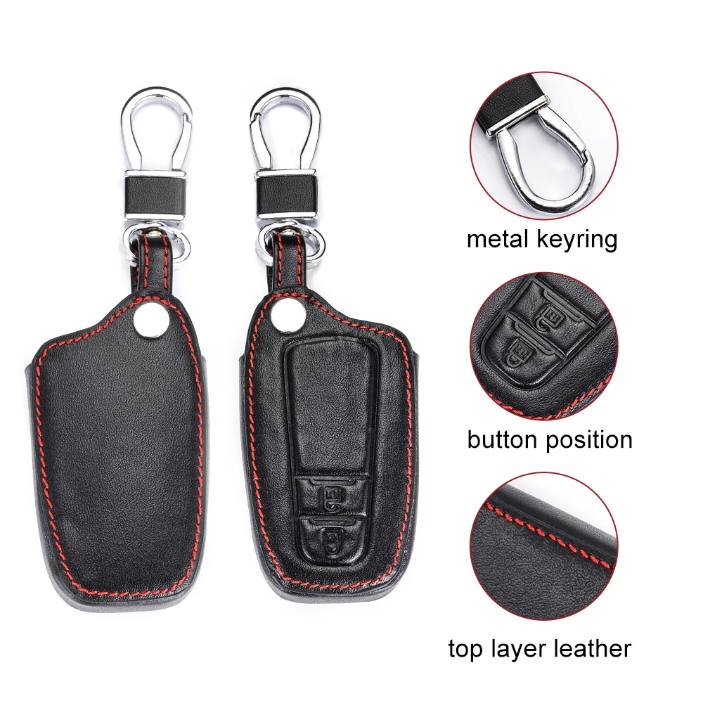 Leather Car Key Case Keychain Cover for Toyota C-HR Highlander Camry Corolla Rav4 Land Cruiser Prado Keyring Car Accessories Key