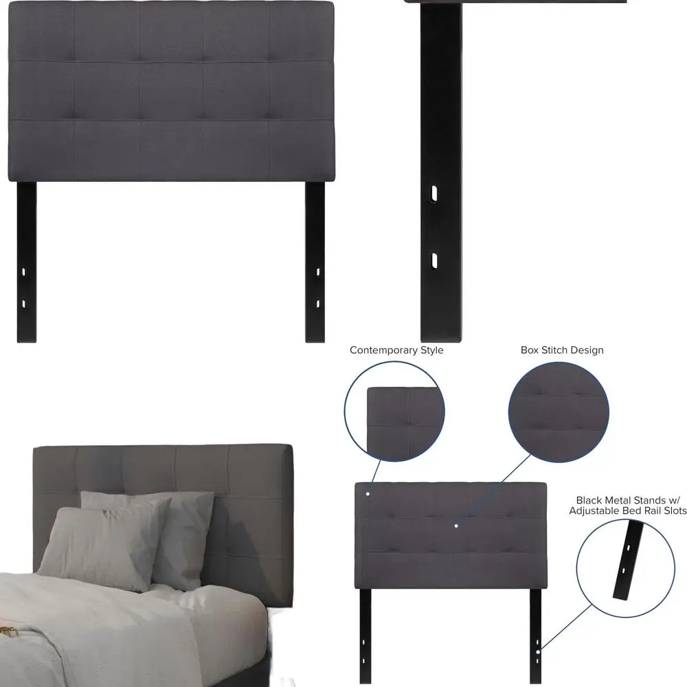 

Серая стеганая кровать-трансформер с обивкой и декоративной отделкой (тufting) для односпальной кровати