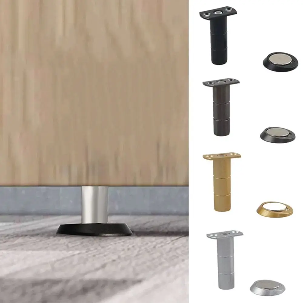 Stainless Steel Door Stops With Screws Mute Buffer Door Stopper Magnetic Door Resistance Invisible Door Holder Hardware