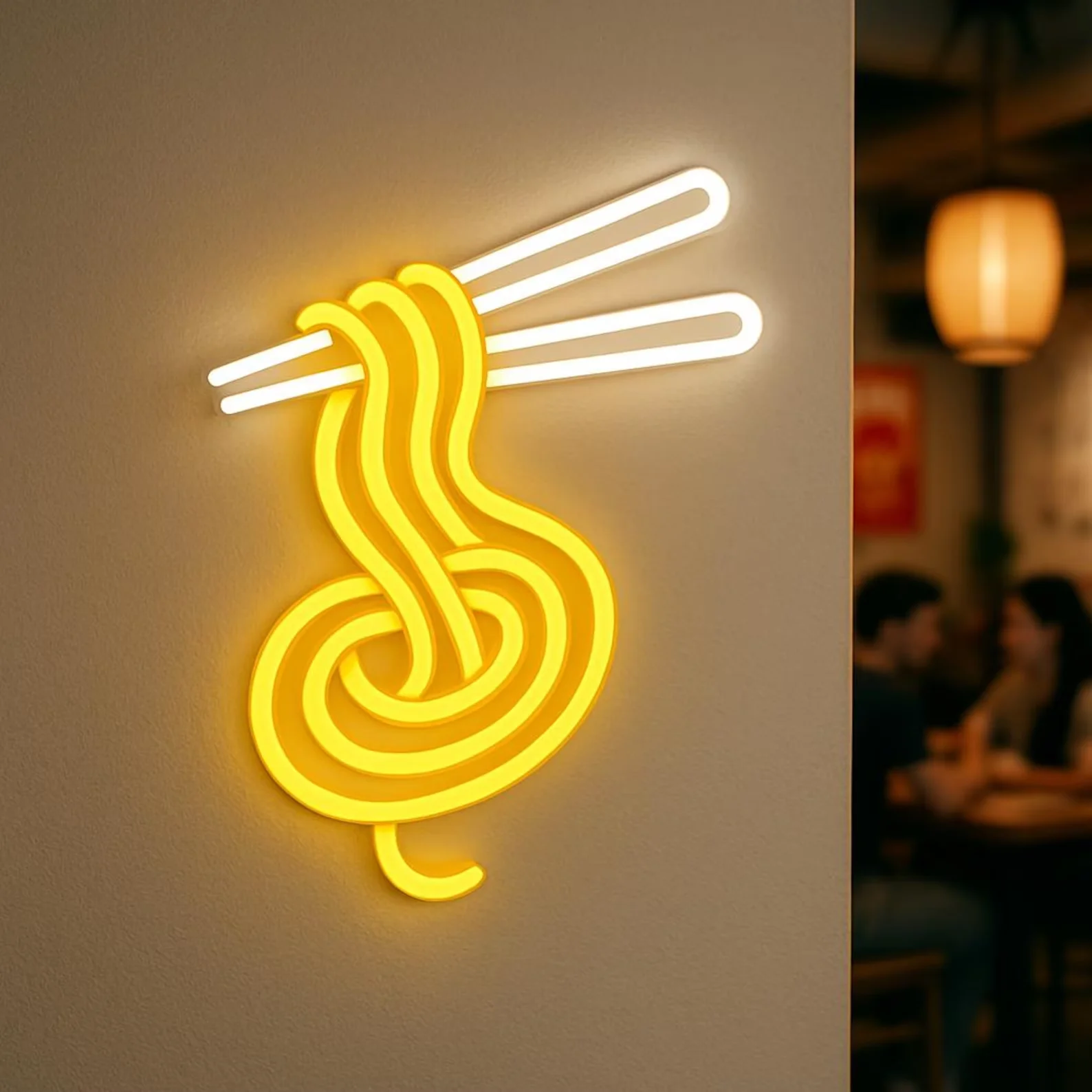 Noodles Wrapped On Chopsticks Neon Sign,Food Neon,Kitchen Led Sign,Asian Restaurant Neon Decor,Noodles LED Decor,Business Sign
