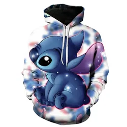 Disney Lilo Stitch Pullover Hoodies Long Sleeve Sweatshirt Boys Girls Men Women Clothes Parent-child Cartoon Tops Coat