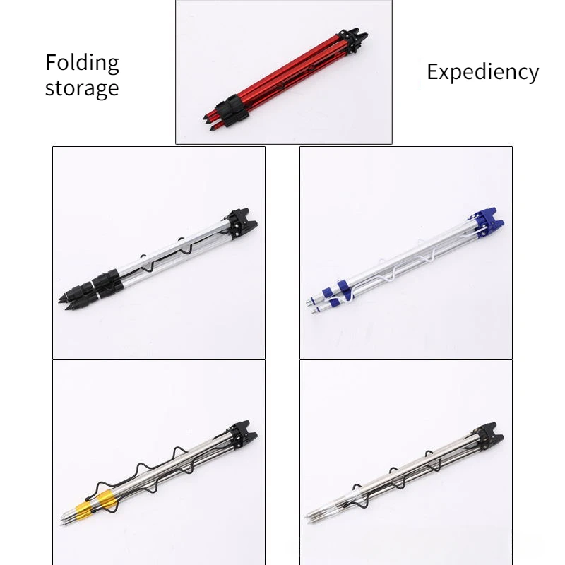 1PC Fishing Sea Rod Bracket Aluminum Alloy Ground Insertion Triangular Bracket Long-throw Telescopic Throwing Fishing Tools