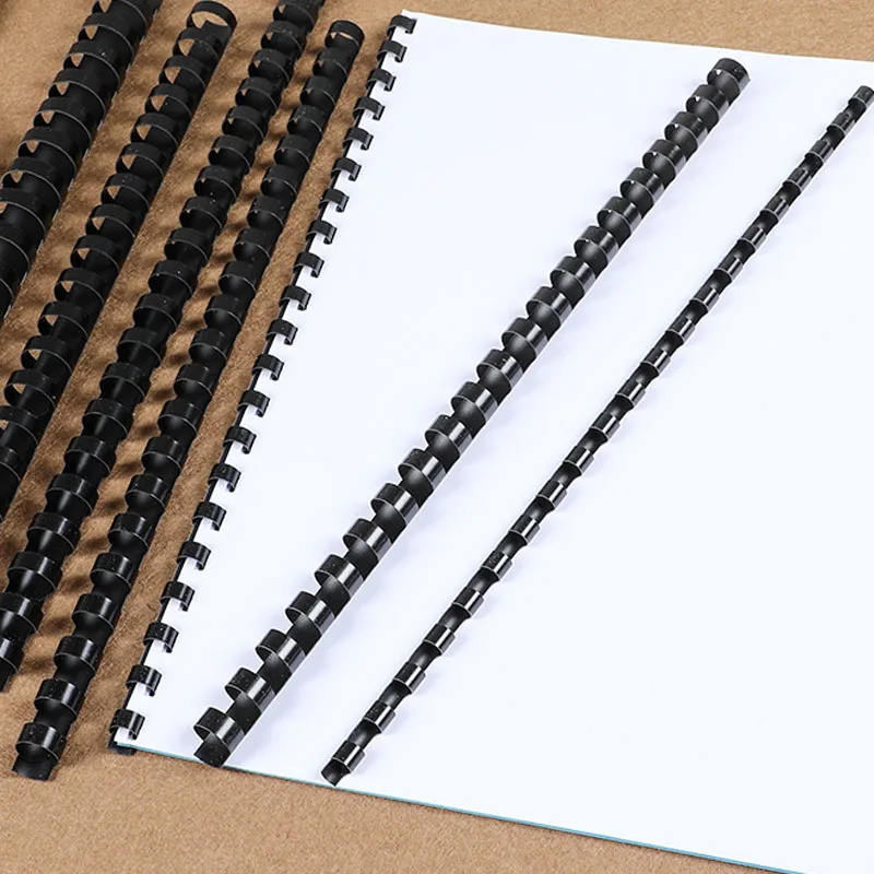 100PCS/BOX PVC binding aprons 21 rings 6-16mm binding 20-120 sheets A4 file comb binding machine plastic rings black color