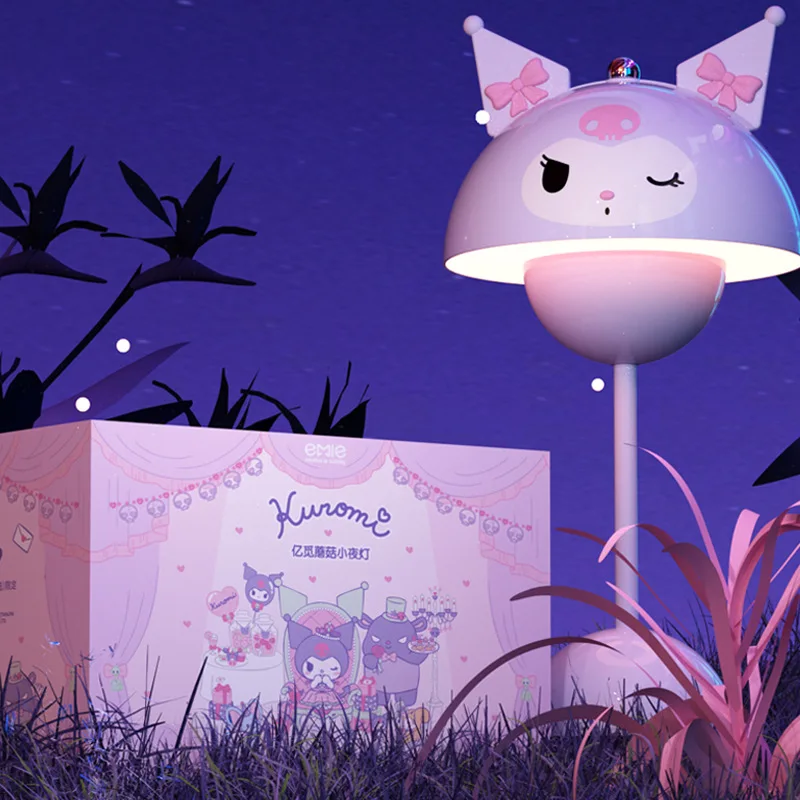 Sanrio Kuromi Mushroom Nightlight Bedhead Desk Lamp Girl'S Heart Bedroom Sleep Dormitory Student Cute Yimidesktop Decoration