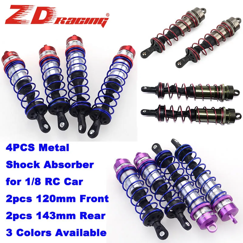 

Амортизаторы ZD Racing, 4 шт., металлические, 120 мм (передние), 143 мм (задние), для радиоуправляемых машин 1/8 HSP DHK HPI Traxxas JLB Wltoys