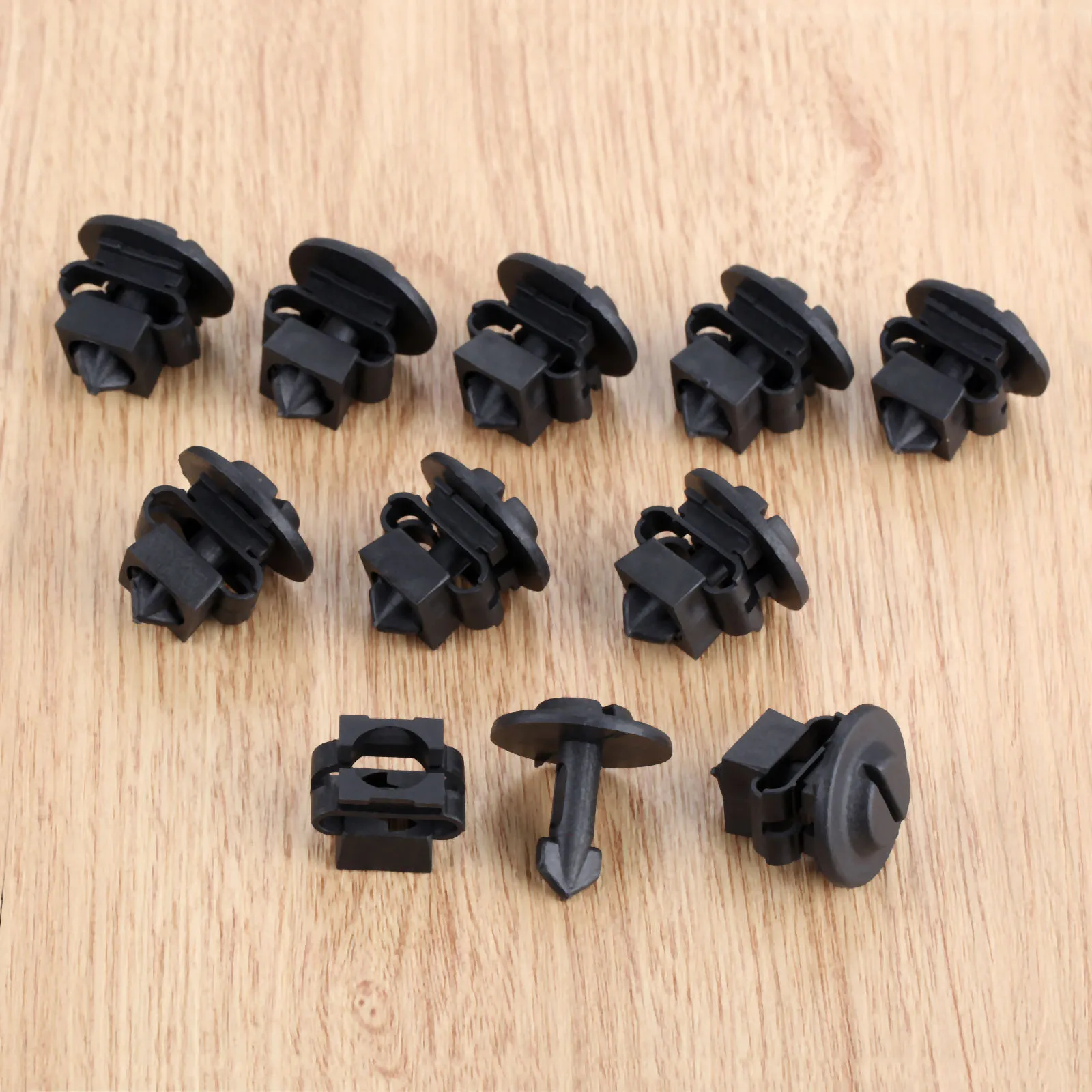 10Set Black Plastic Stud Fixing Washer Fastener Kit Under Engine Cover Undertray Fitting Clip Set For Audi A4 A6 Car Accessories