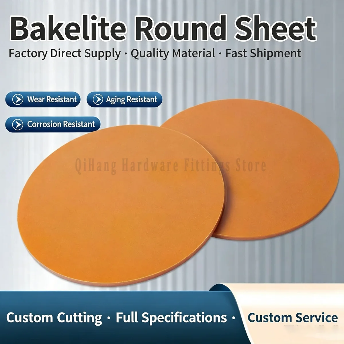 Orange Red Bakelite Round Disc Sheet Phenolic Resin Insulation Board for CNC Machining Electrical DIY High Temperature Resistant