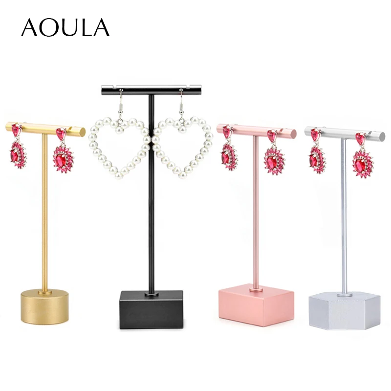 

Metal T Bar Earrings Stand Retail Display Holder Jewelry Ear Studs Photography Hanger Countertop Earring Hanging Organizer Tower