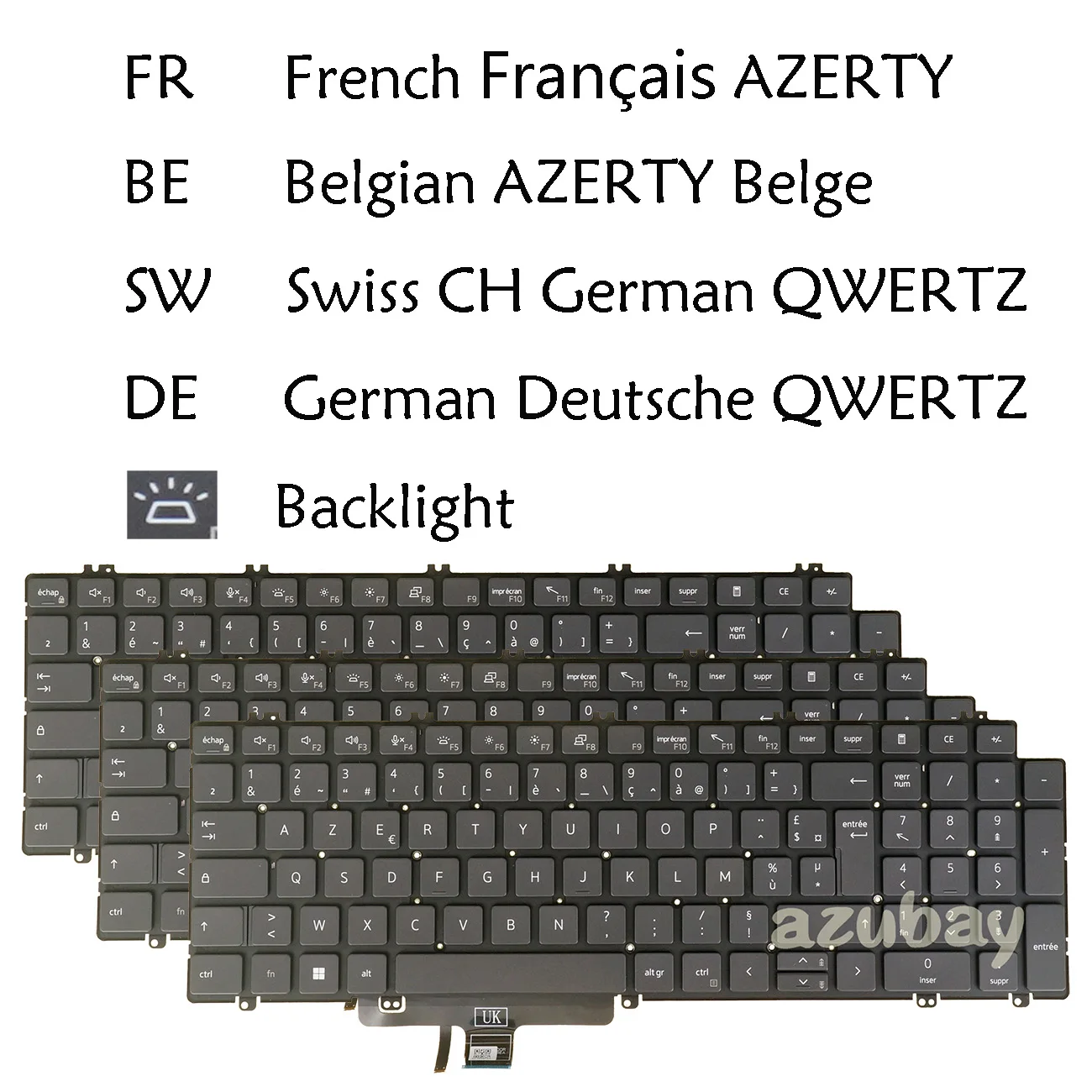 

Backlit Keyboard for Dell DLM20F9 0TMPY3 PK133MM2B17,Latitude 5531 5540 3550 5550 Belgian French AZERTY Swiss CH German QWERTZ