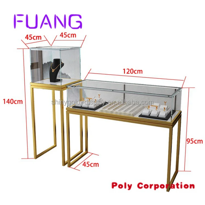 Custom  Customized Glass Shop Jewellery Showcase Fully Assembled Versatile Showroom Display Case Streamline Jewelry Standard Cab