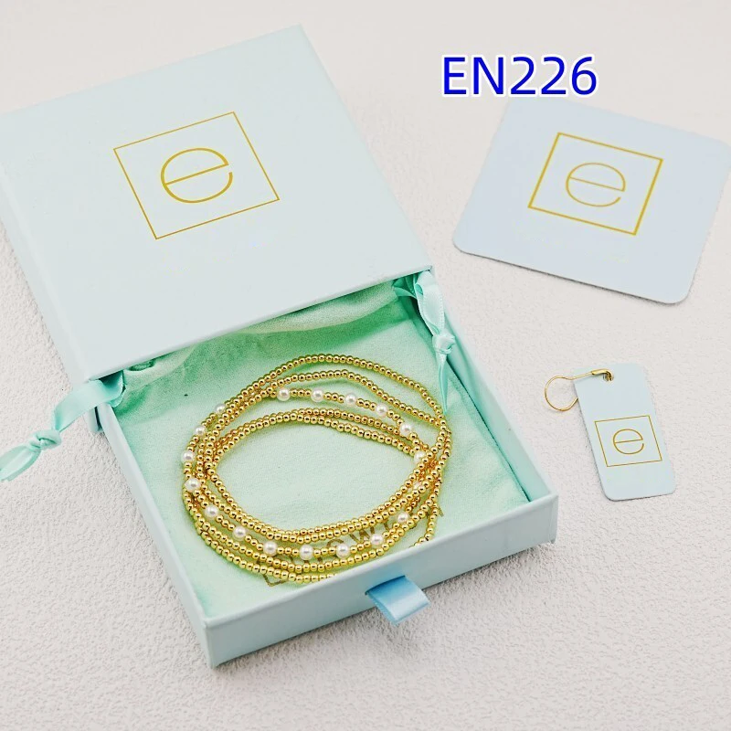YEEVAA Gold-Plated Beaded Faux Pearl 5pcs Layered Stretch Bracelet Set for Women Birthday Gifts, Unique Gift