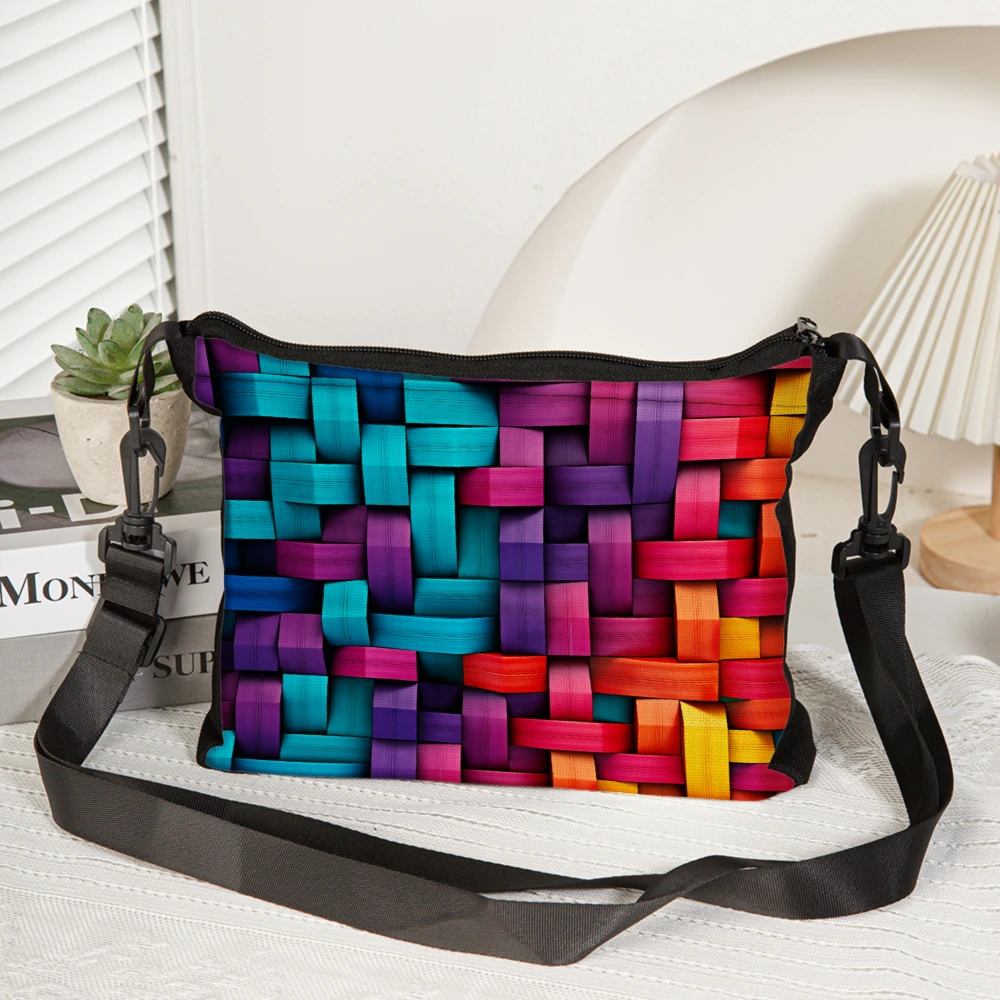 1pc Colorful Woven Pattern Crossbody Bag Multicolor Geometric Print Shoulder Bags For Women Casual Travel Shopping Everyday Use