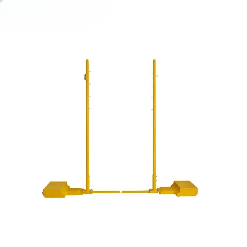 

Badminton Net Post All Cast Iron Frame with Movable Roller for Competition 80kg Yellow for Badminton
