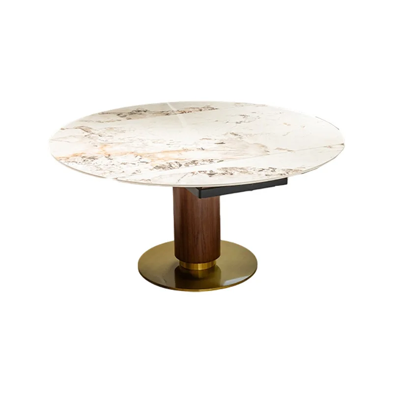 Pandora rock slab dining table retractable folding light luxurynew square and round dual-purpose variable round dining table