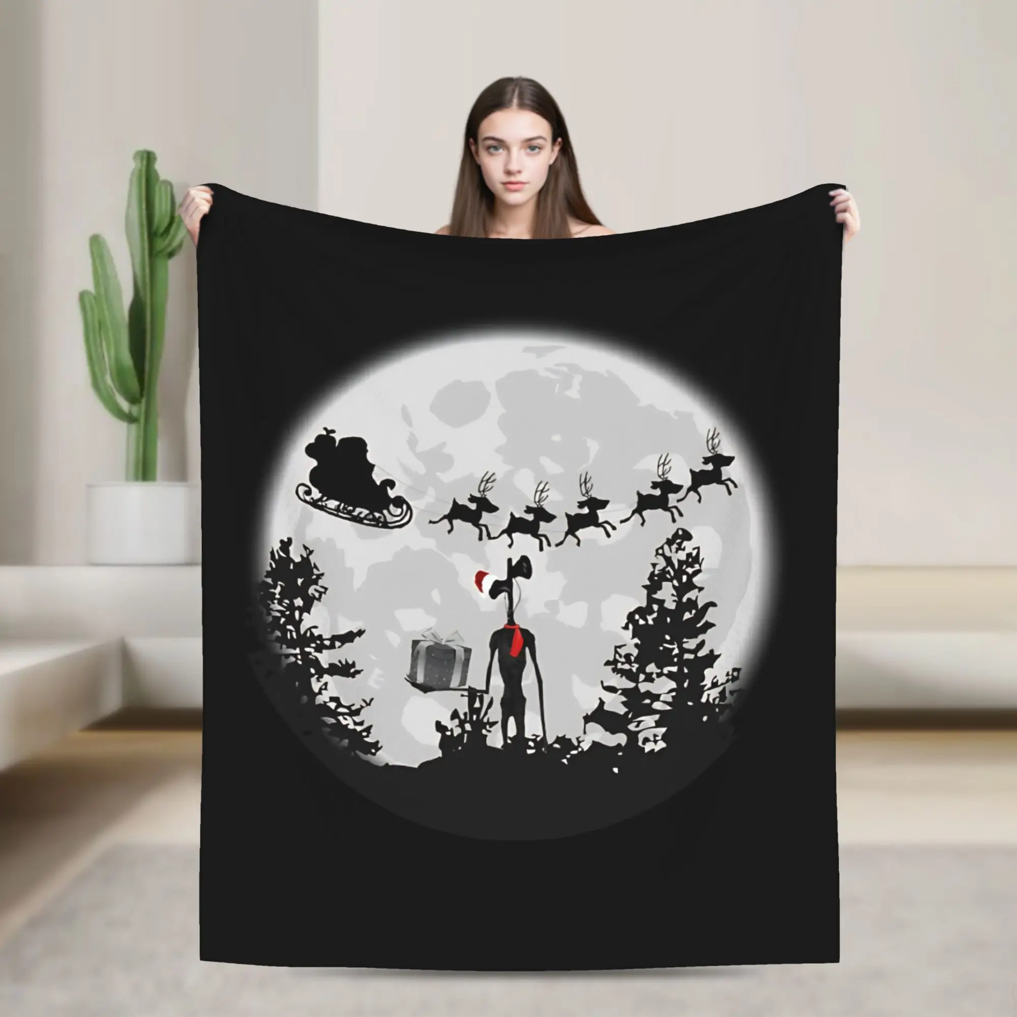 Christmas Siren Head Knitted Blanket  Wool Throw Blankets Bedroom Sofa Printed Lightweight Bedspread
