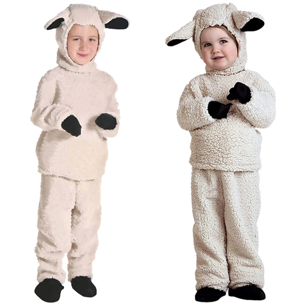 Vermomming Schattige Wollige Lamsschapen Cosplay Kind Jongens Meisjes Kleding Cartoon Postcostume Kids Rollenspel Fancy Dress Up Feestdoek