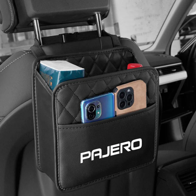 Car Seat Back Back Seat Organizer Protector Hanging Storage Bag Waterproof Bag For Mitsubishi Pajero Car Accessorie PU Leather