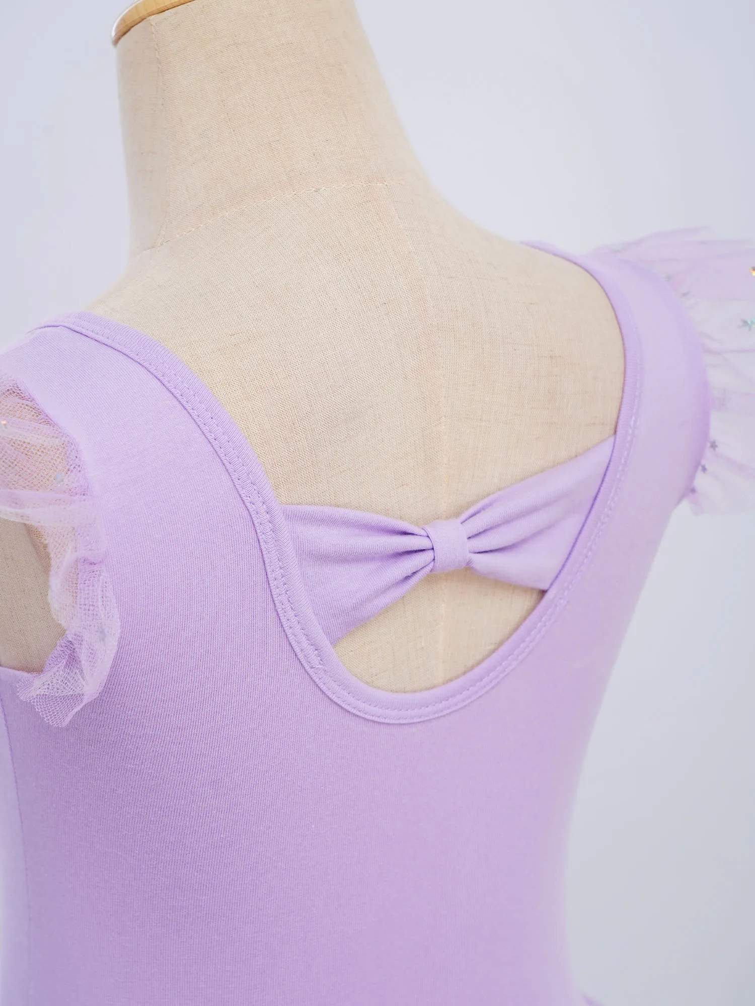 Leotards de Ballet com Glitter para Meninas, Mangas com Babados, Fantasia de Ginástica, Roupas de Dança para Crianças, Vestidos Tutu de Dança