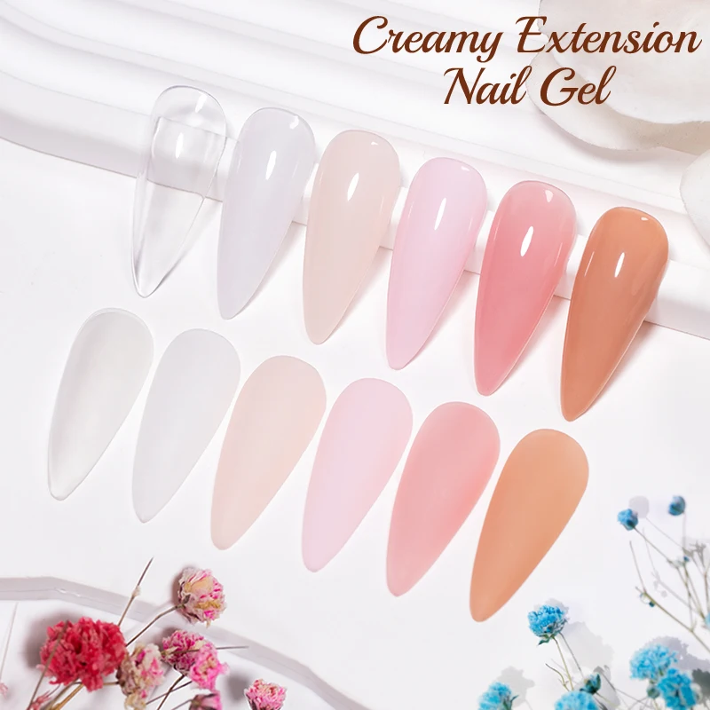 푸엔테 12개 크리미 연장 네일 젤 폴리쉬 키트 클리어 화이트 누드 핑크 빌더 네일 젤 쏙 오프 UV 네일 아트 바니쉬 매니큐어