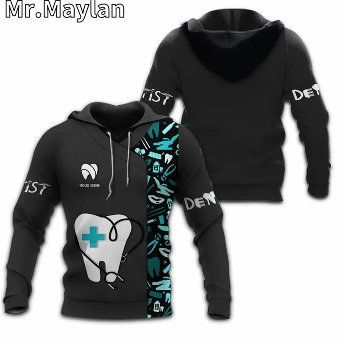 Custom Dentist Pattern Dental Clinic Uniform 3D Hoodie Men/Women Pullover Sweatshirt Hooded Jersey Tracksuit Outwear Coat A-879