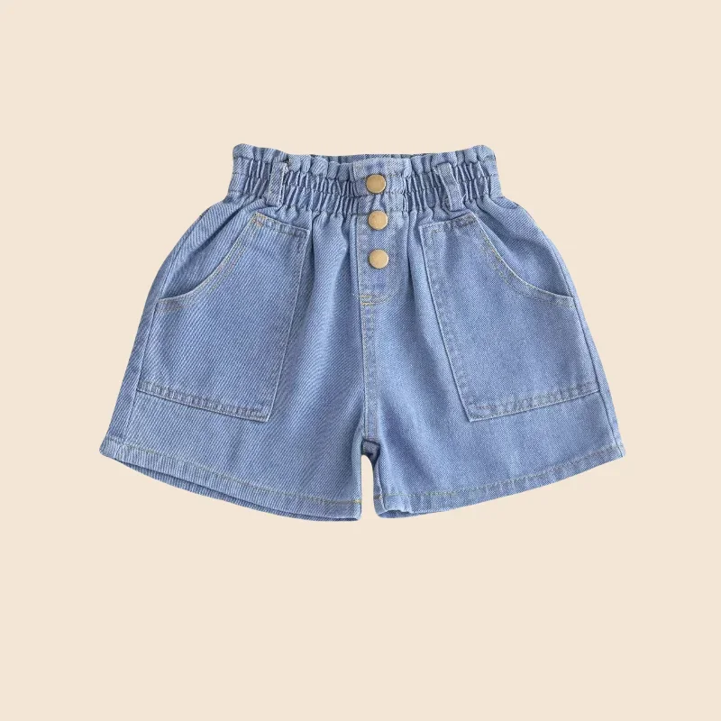 Girls Denim Elastic Waist Shorts 2