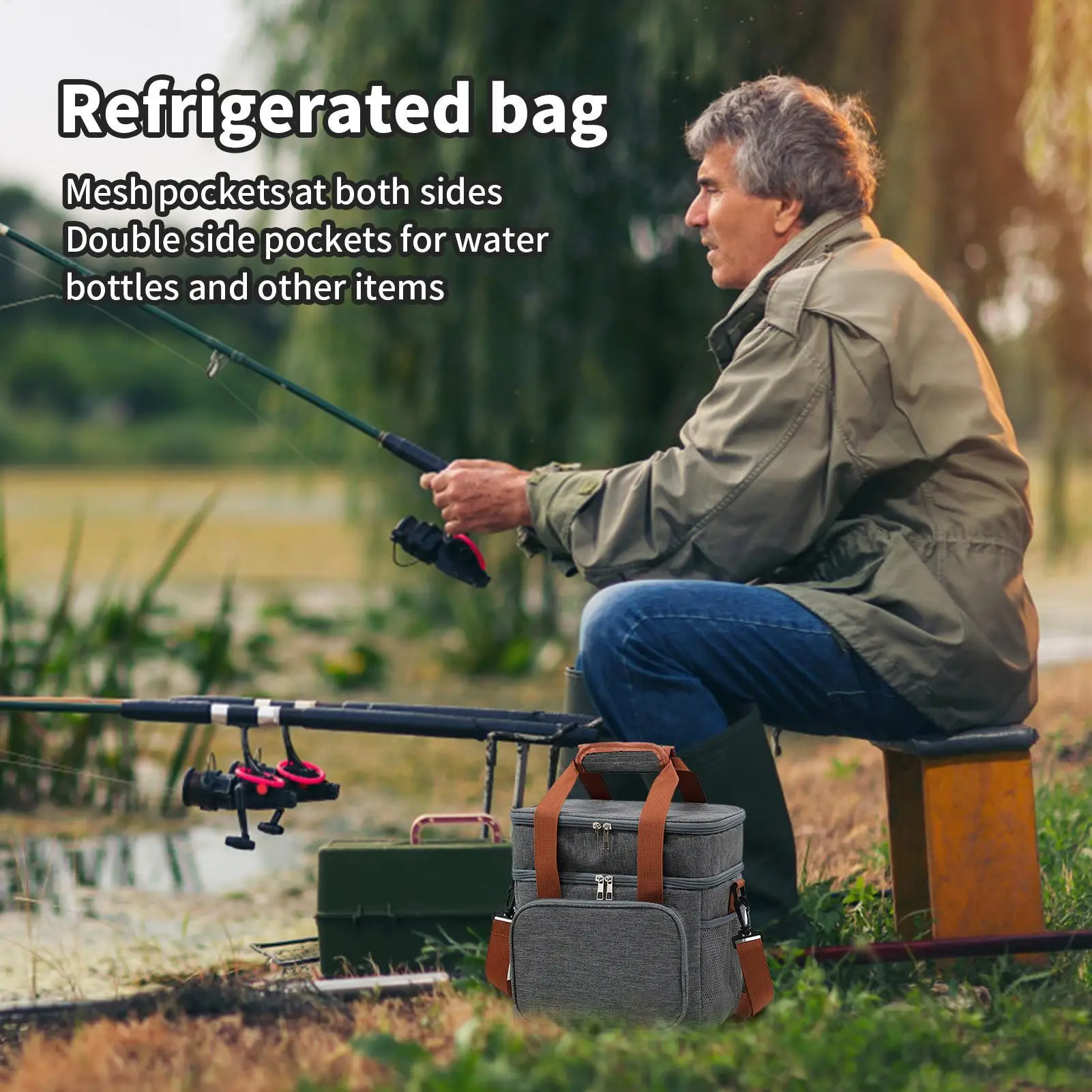 

Insulated Cooler Bag Large Travel Cooler Ice Bag For Camping Waterproof Food Storage Cooling Tote With Adjustable Strap For