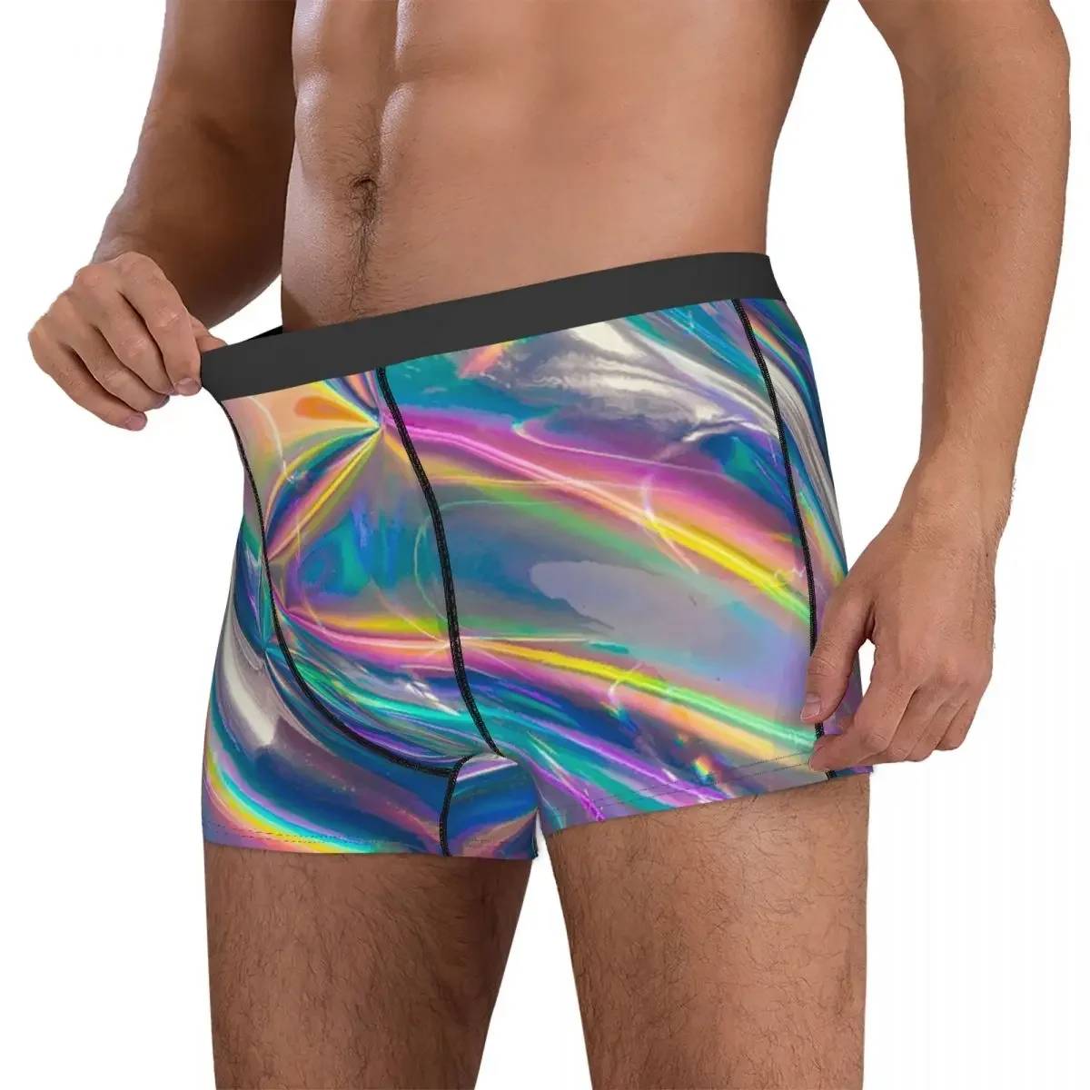 Boxer Underpants Shorts Holographic Panties Male Ventilate Underwear for Homme Man Boyfriend Gifts